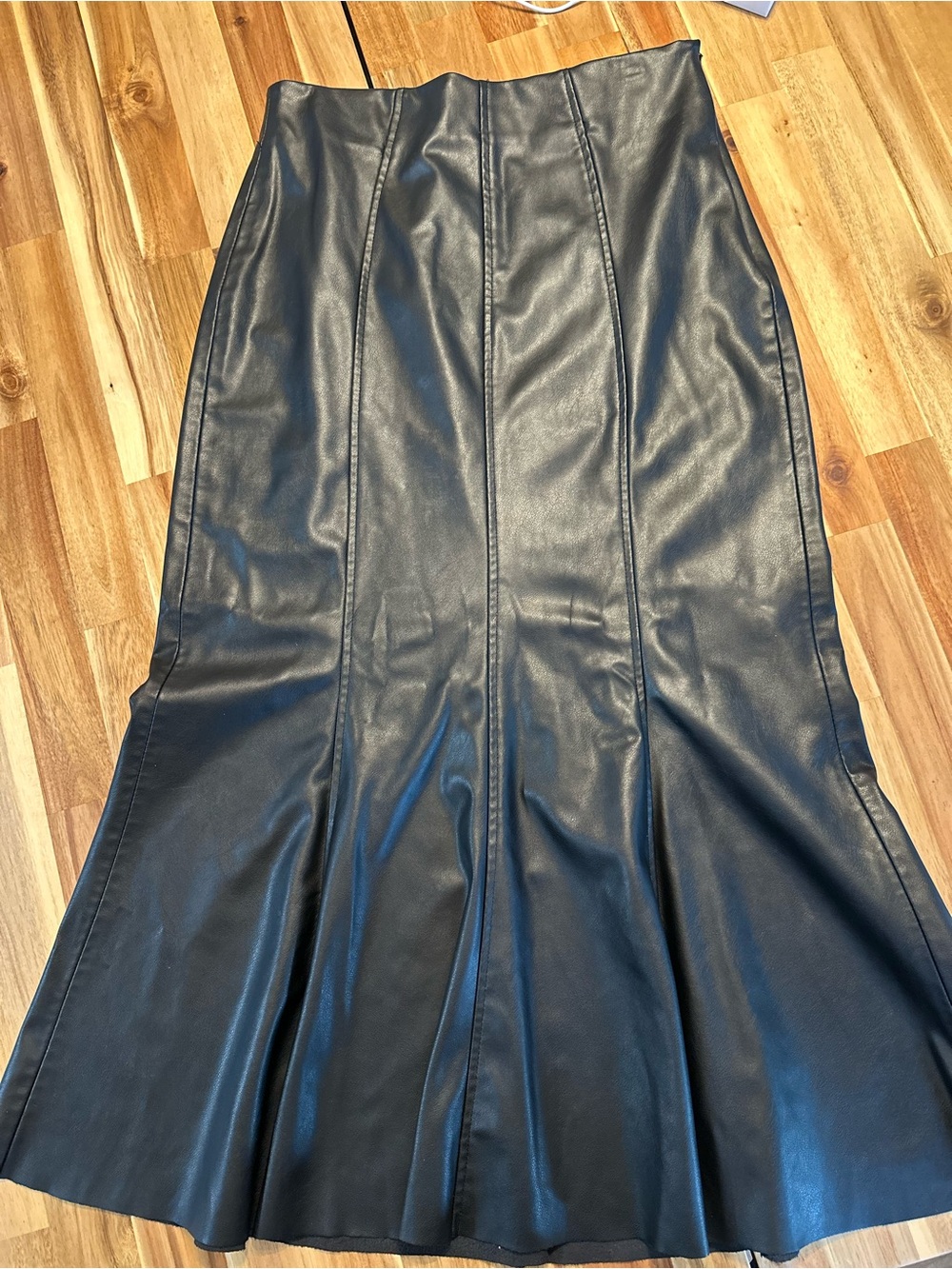 Zara Black Faux Leather Maxi Mermaid Skirt